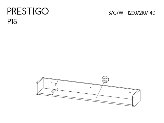 Pakabinama lentynėlė PRESTIGO P15 1