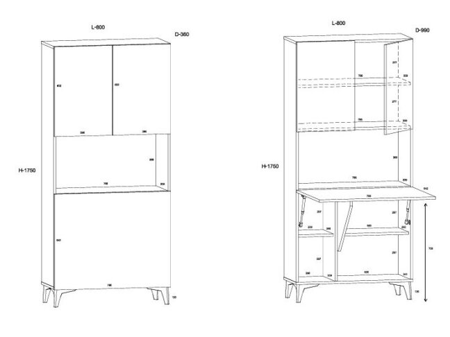 Pastatoma spintelė-stalas MEGAN 1 5