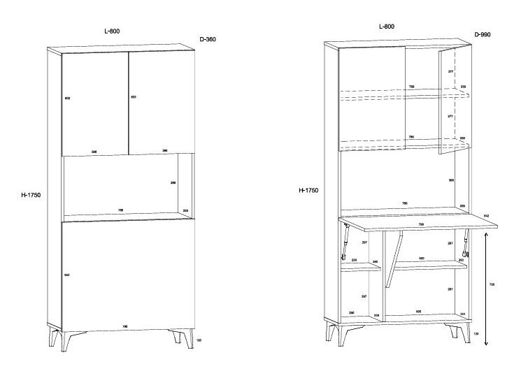 Pastatoma spintelė-stalas MEGAN 1 5