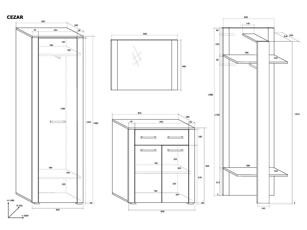Prieškambario komplektas CEZAR 1 Prieškambario komplektas CEZAR 1