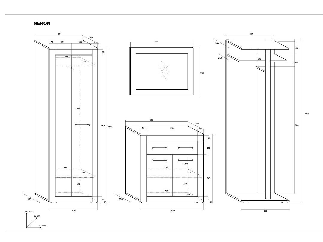 Prieškambario komplektas NERON 1 Prieškambario komplektas NERON 1