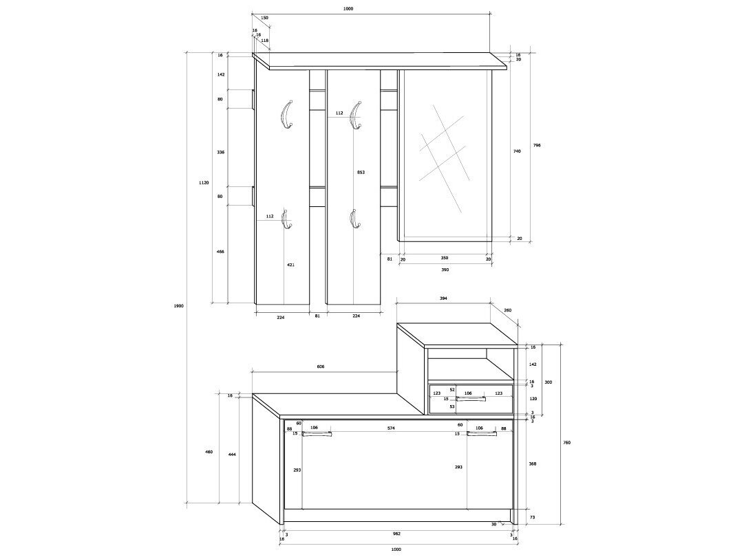 Prieškambario komplektas LUNA 3 Prieškambario komplektas LUNA 3