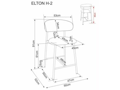 Pusbario kėdė ELTON H-2 NOELLE Pusbario kėdė ELTON H-2 NOELLE