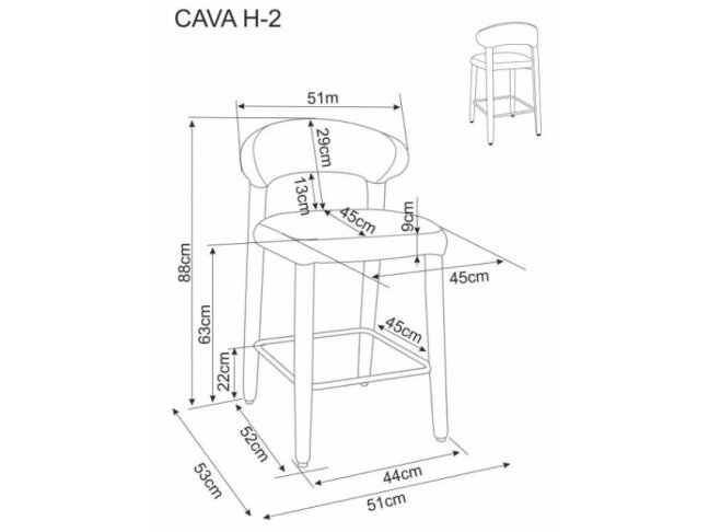 Pusbario kėdė CAVA H-2 4 Pusbario kėdė CAVA H-2 4