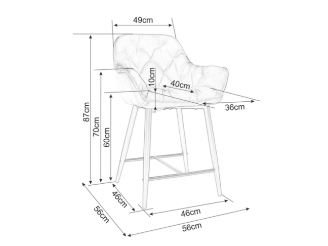 Pusbario kėdė CHERRY H-2 VELVET 3