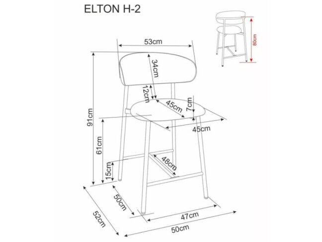 Pusbario kėdė ELTON H-2 NOELLE 4
