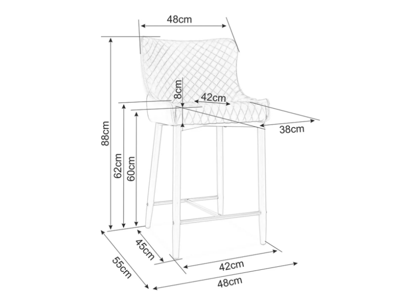 Pusbario kėdė COLIN B H-2 VELVET 1 Pusbario kėdė COLIN B H-2 VELVET 1