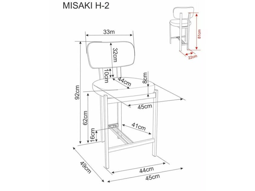 Pusbario kėdė MISAKI H-2 3