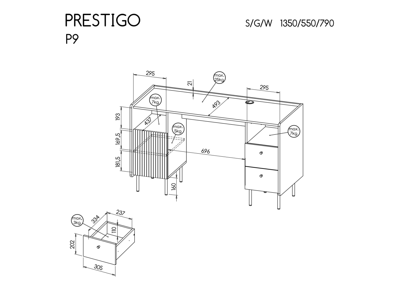 Rašomasis stalas PRESTIGO P9 1