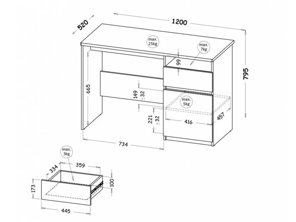 Rašomasis stalas ARCA AR7 1 Rašomasis stalas ARCA AR7 1
