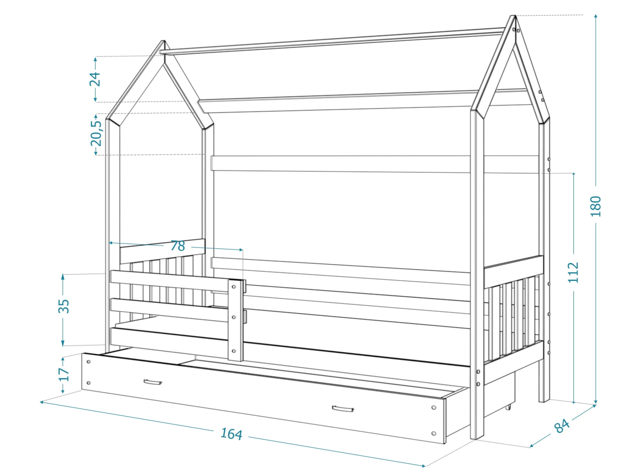 Vaikiška lova DOMEK 2 8 Vaikiška lova DOMEK 2 8