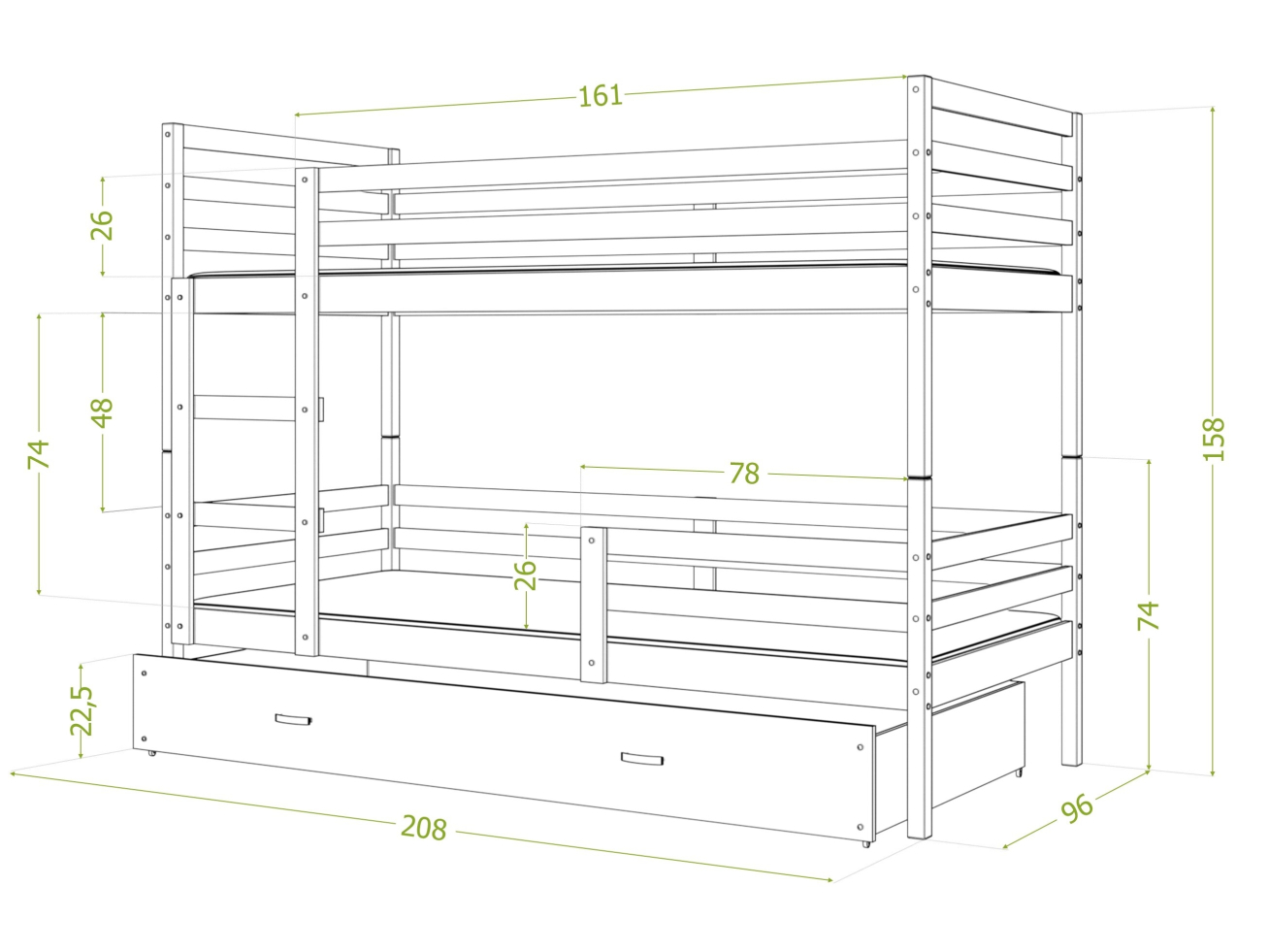 Dviaukštė vaikiška lova JACEK 10
