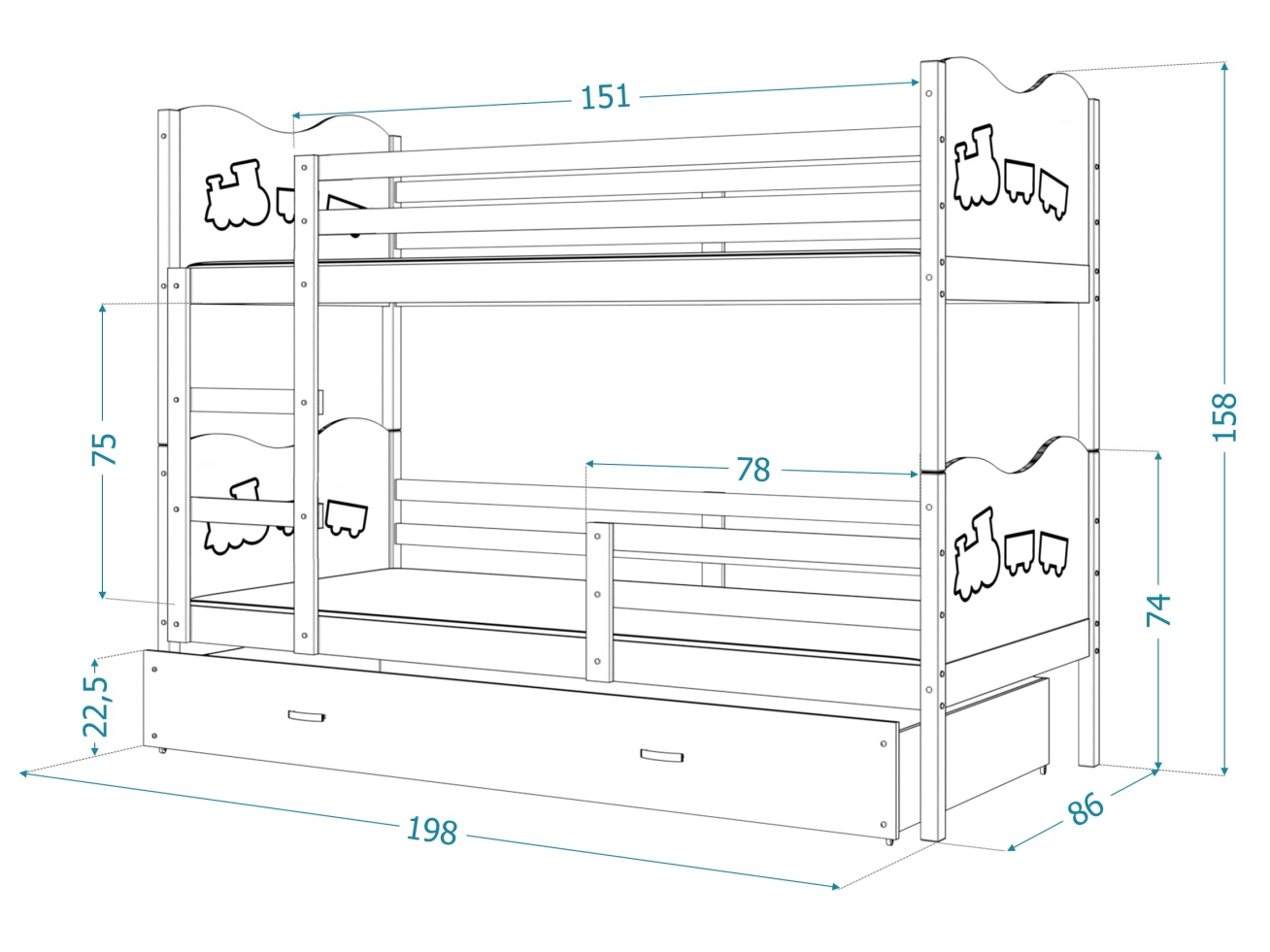 Dviaukštė vaikiška lova MAX 10 Dviaukštė vaikiška lova MAX 10