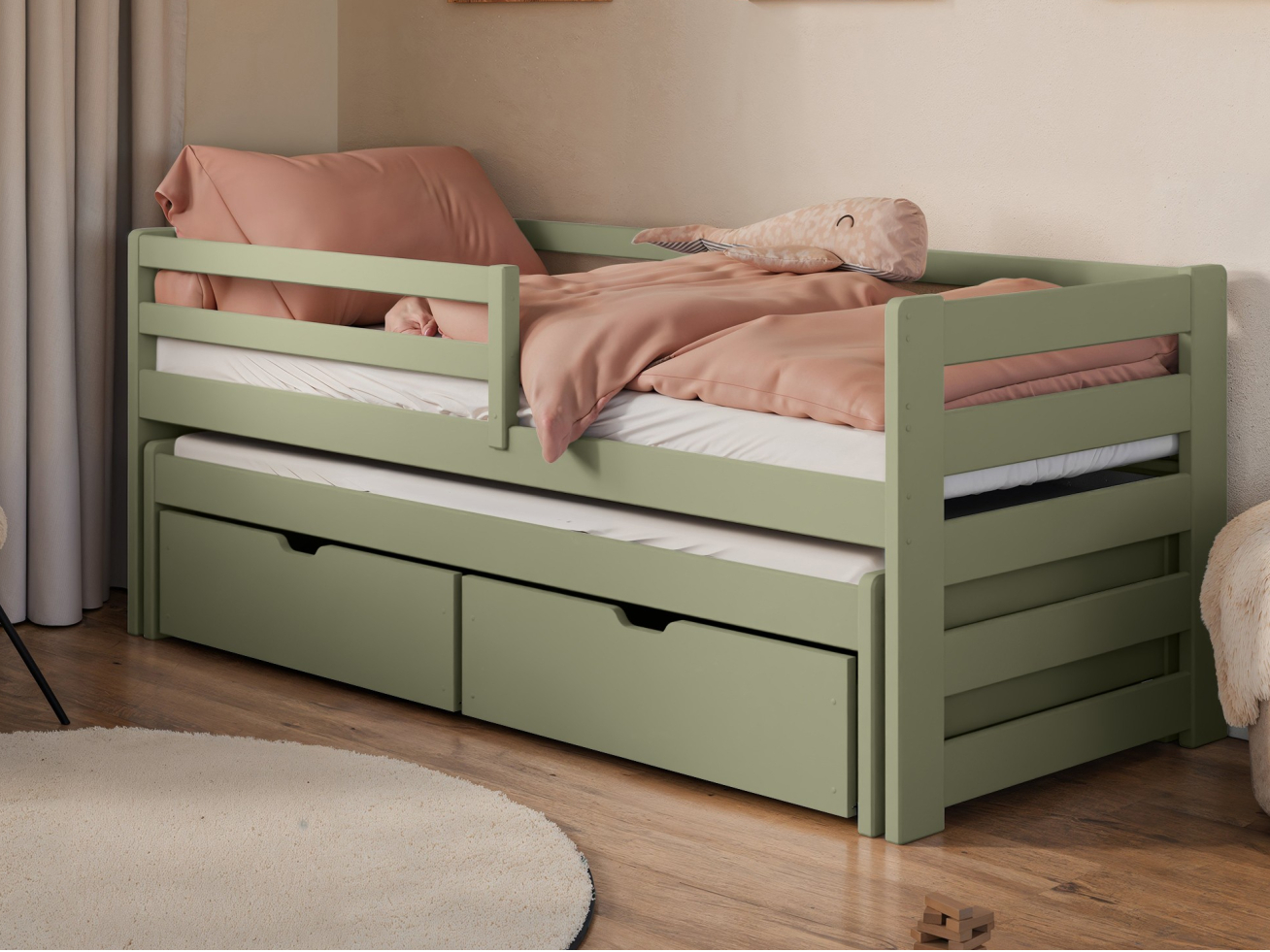 Dvigulė vaikiška lova su stalčiais SENSO 90x200 24
