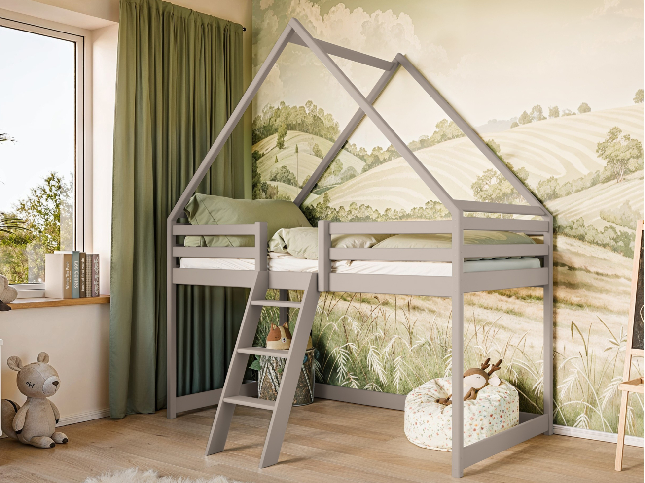 Antresolė lova namelis MOON 80x180 8 Antresolė lova namelis MOON 80x180 8