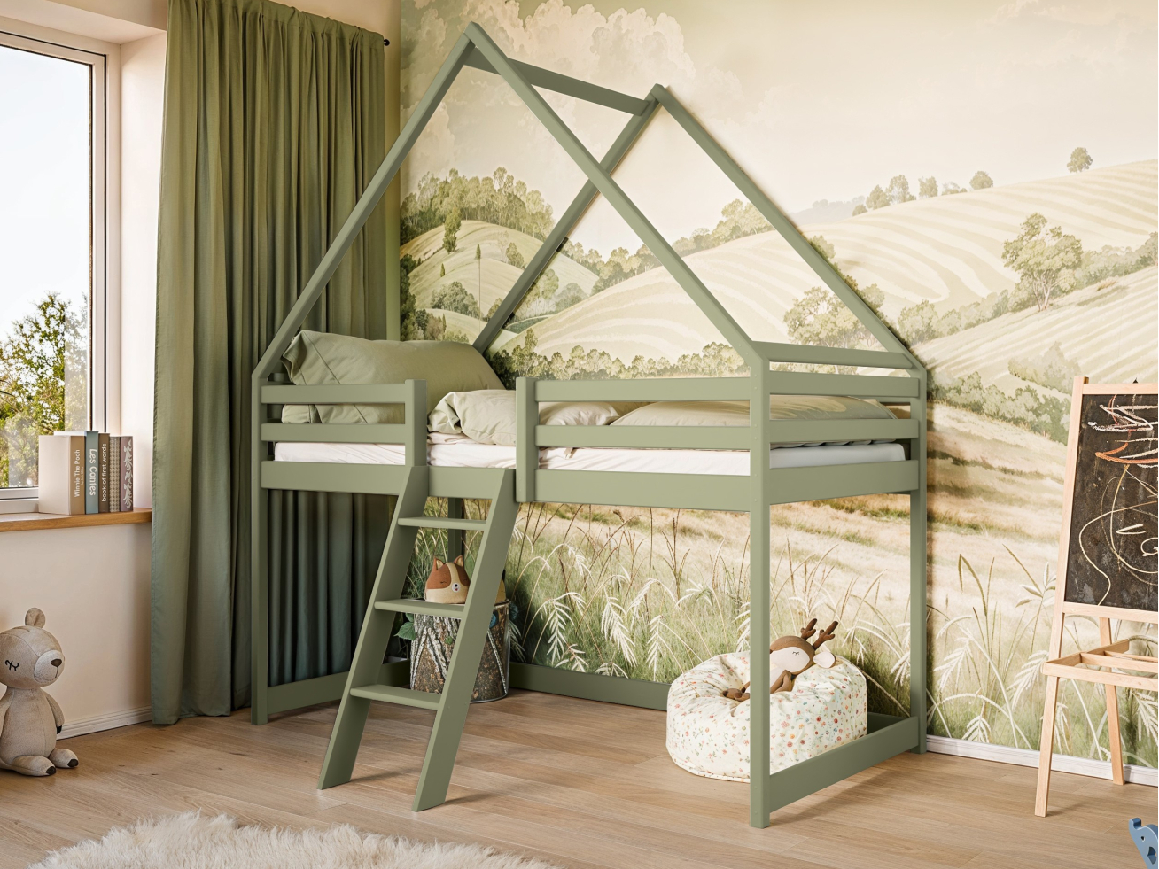 Antresolė lova namelis MOON 90x200 7 Antresolė lova namelis MOON 90x200 7