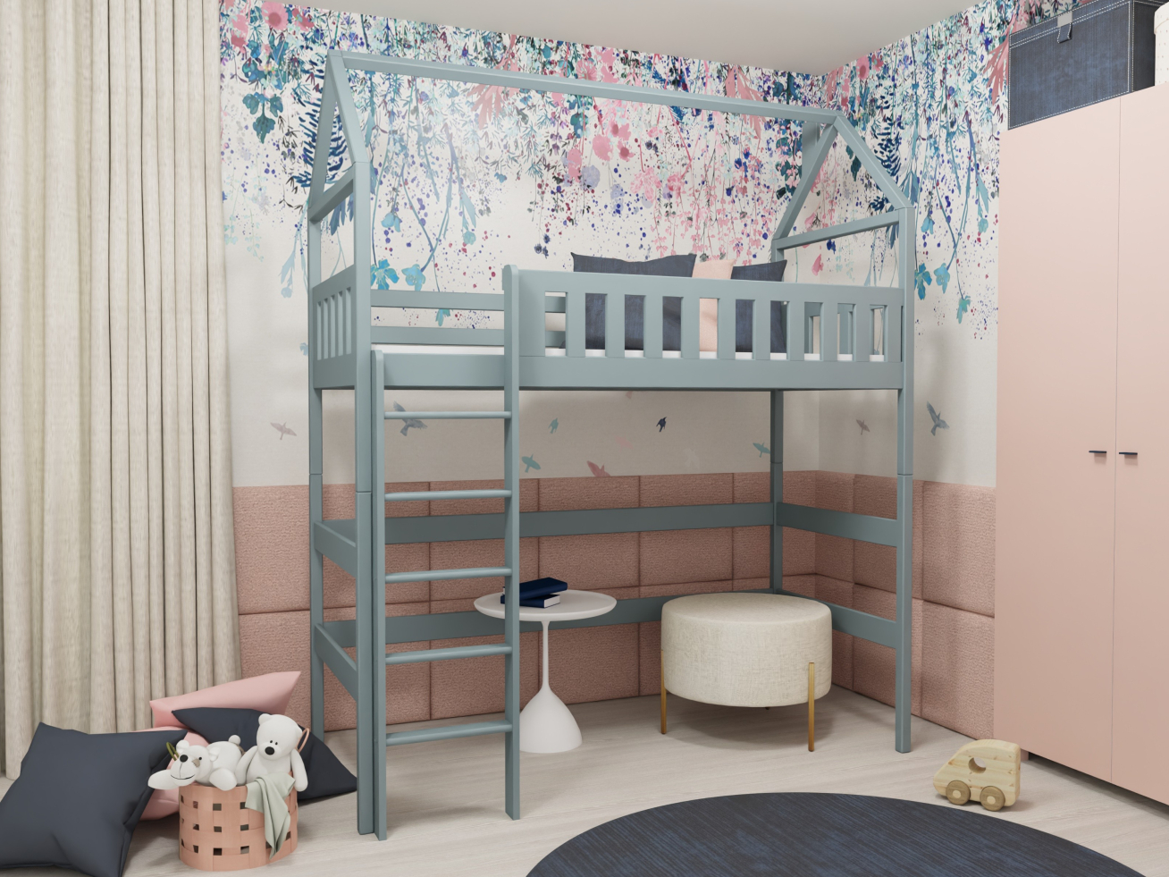 Antresolė lova namelis OTYLIA 90x190 9