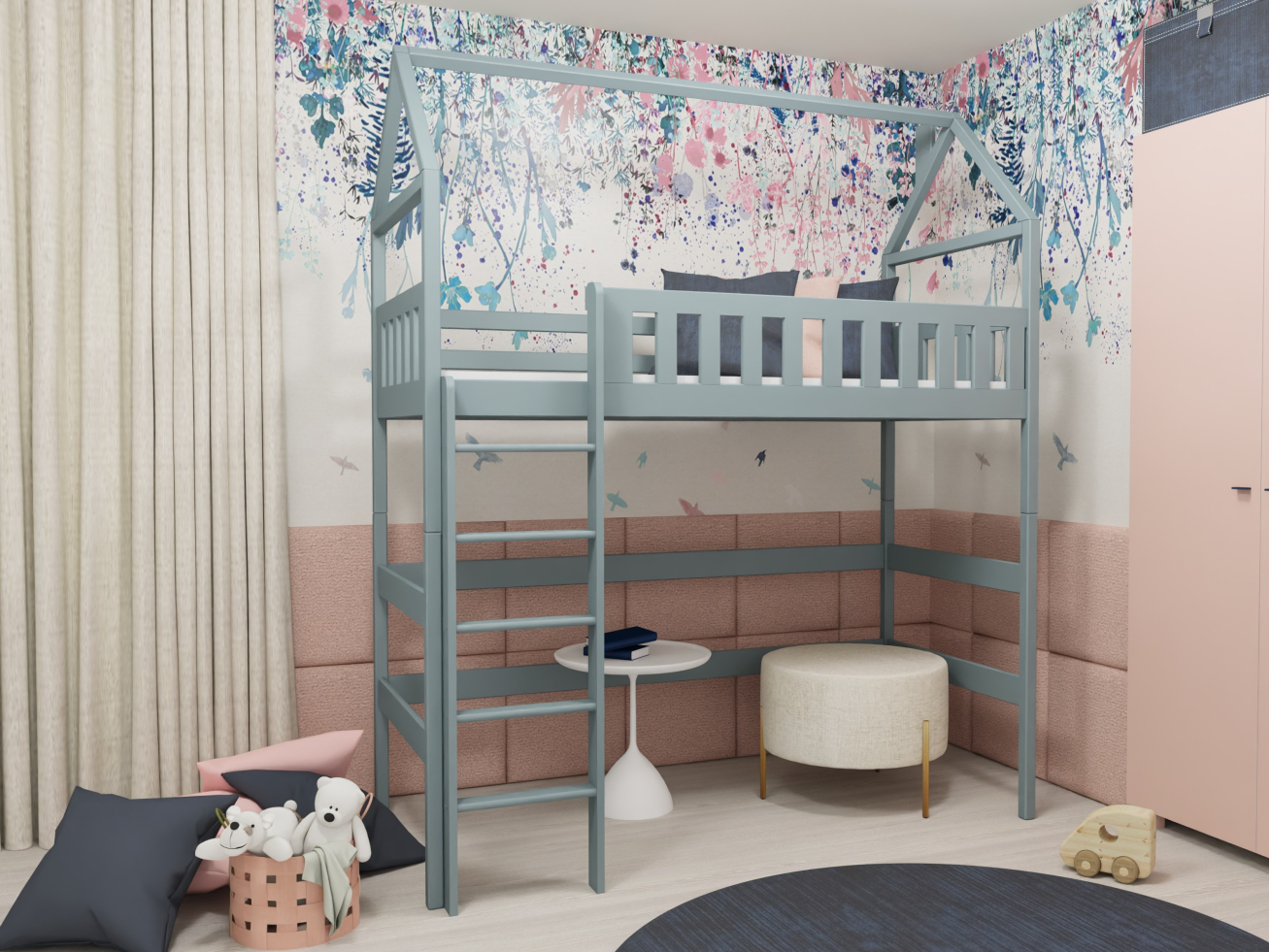 Antresolė lova namelis OTYLIA 90x200 9 Antresolė lova namelis OTYLIA 90x200 9