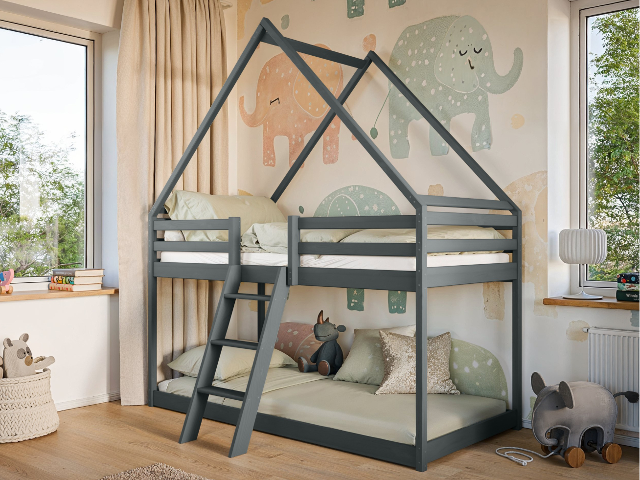 Dviaukštė vaikiška lova SWEET 80x180 4 Dviaukštė vaikiška lova SWEET 80x180 4