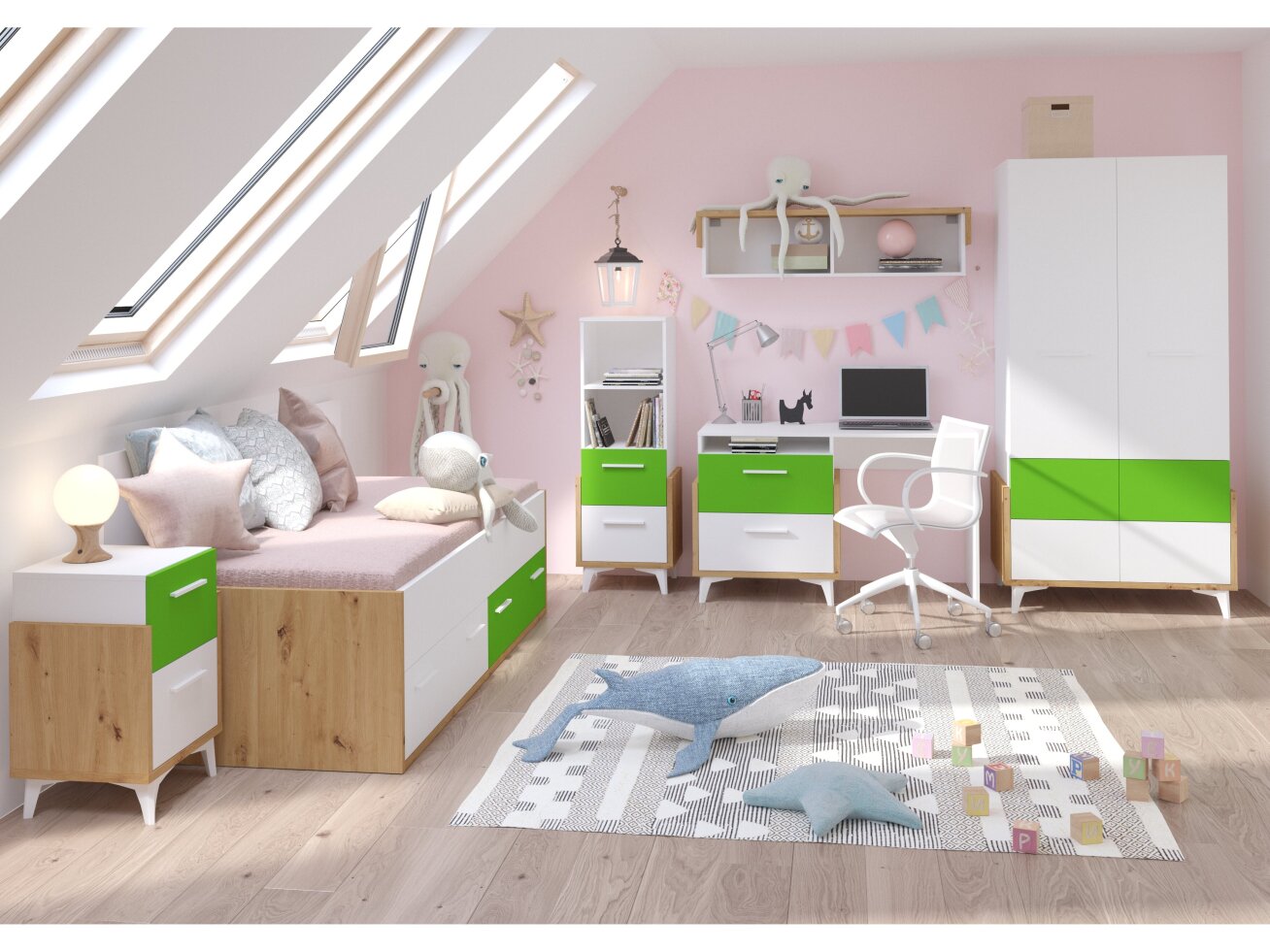 Vaikų kambario komplektas HEY 1 10 Vaikų kambario komplektas HEY 1 10