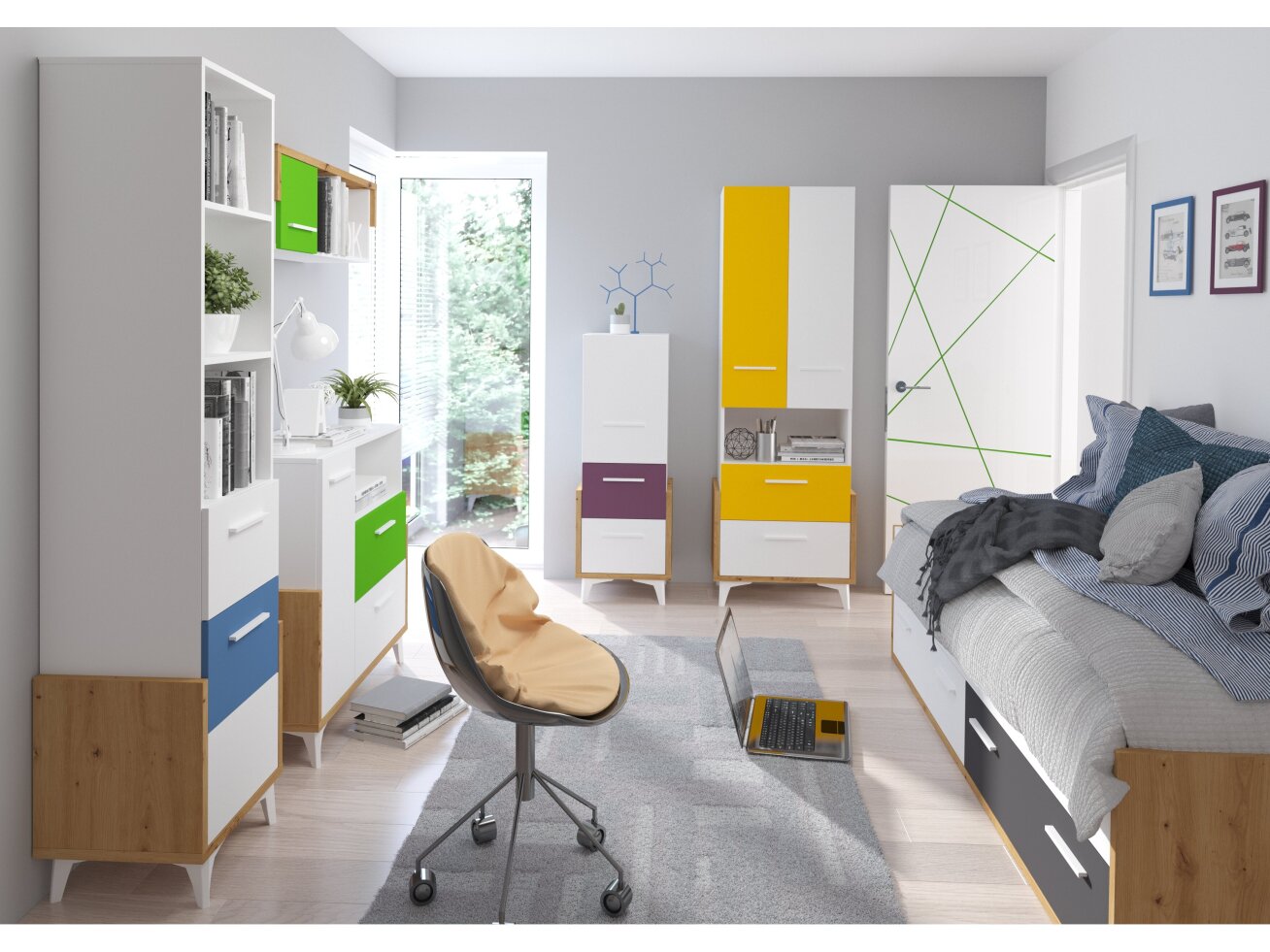 Vaikų kambario komplektas HEY 3 12 Vaikų kambario komplektas HEY 3 12