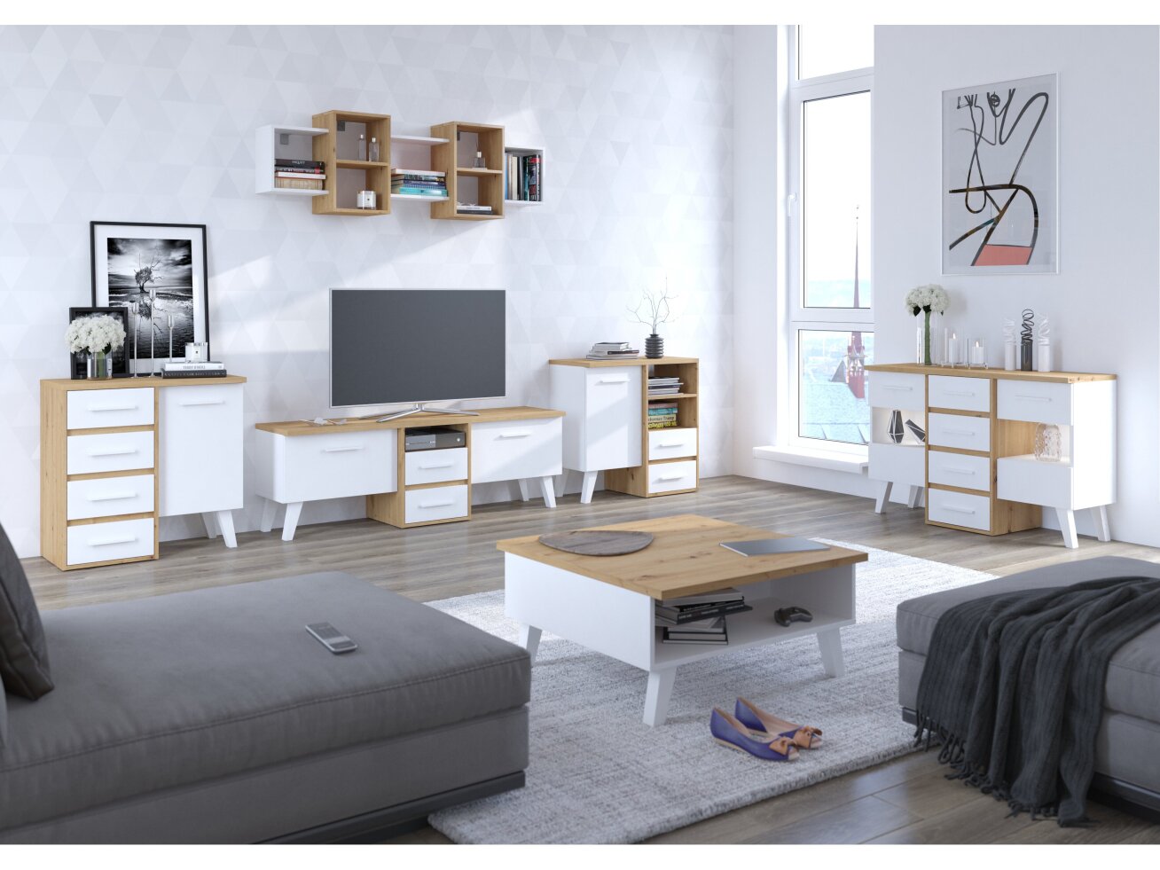 Svetainės baldų komplektas NORDIS 4 5 Svetainės baldų komplektas NORDIS 4 5