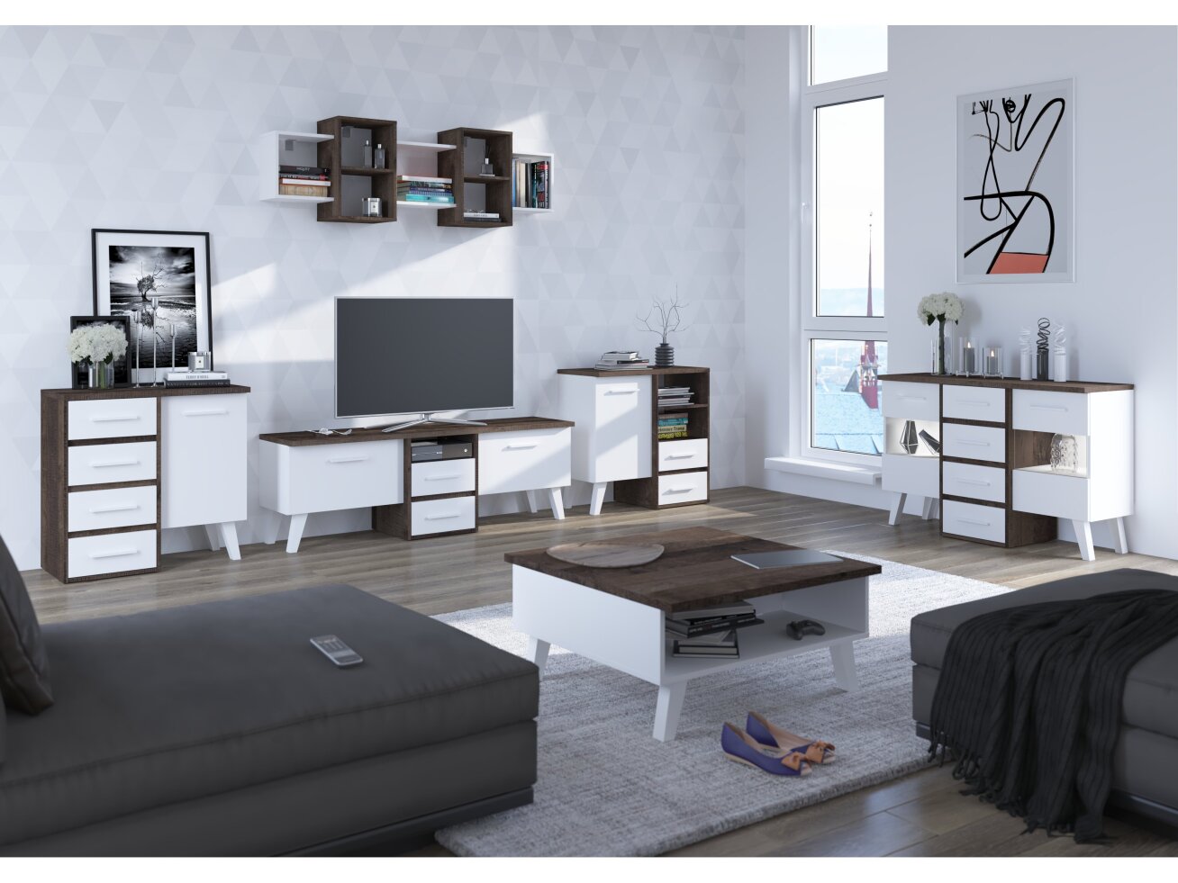 Svetainės baldų komplektas NORDIS 4 6 Svetainės baldų komplektas NORDIS 4 6