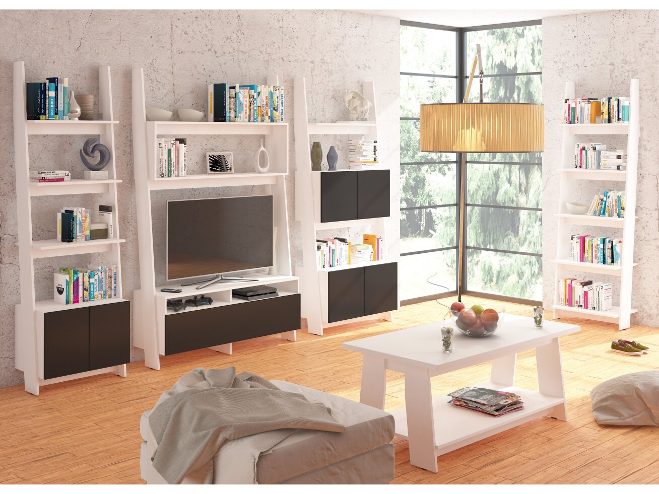 Svetainės baldų komplektas RACK 1 7 Svetainės baldų komplektas RACK 1 7