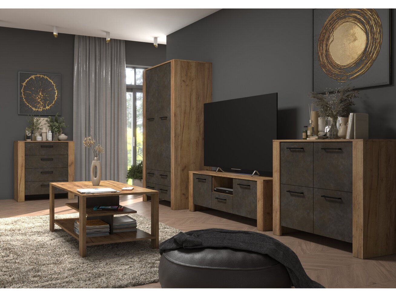 Svetainės baldų komplektas SLIDE 3 4 Svetainės baldų komplektas SLIDE 3 4