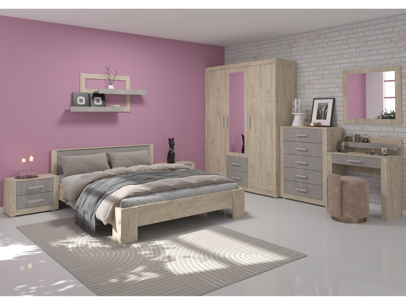Miegamojo baldų komplektas VIKI 9 Miegamojo baldų komplektas VIKI 9