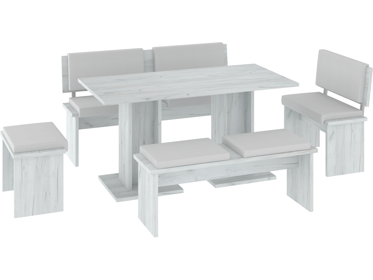 Valgomojo komplektas BOND didelis eko balta 1 Valgomojo komplektas BOND didelis eko balta 1