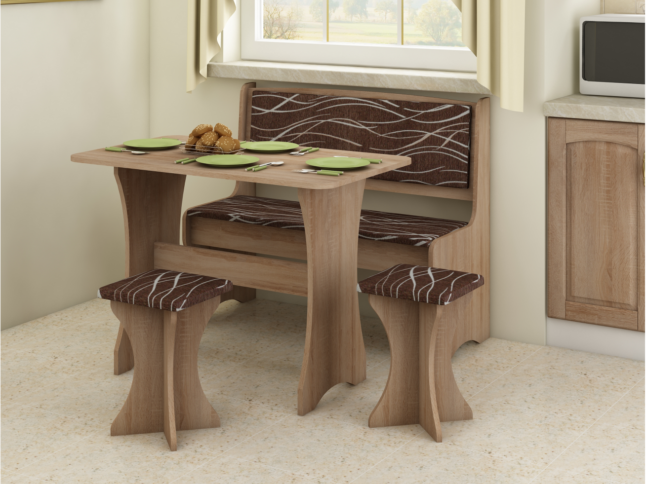 Valgomojo tiesus komplektas su taburetėmis 6 Valgomojo tiesus komplektas su taburetėmis 6