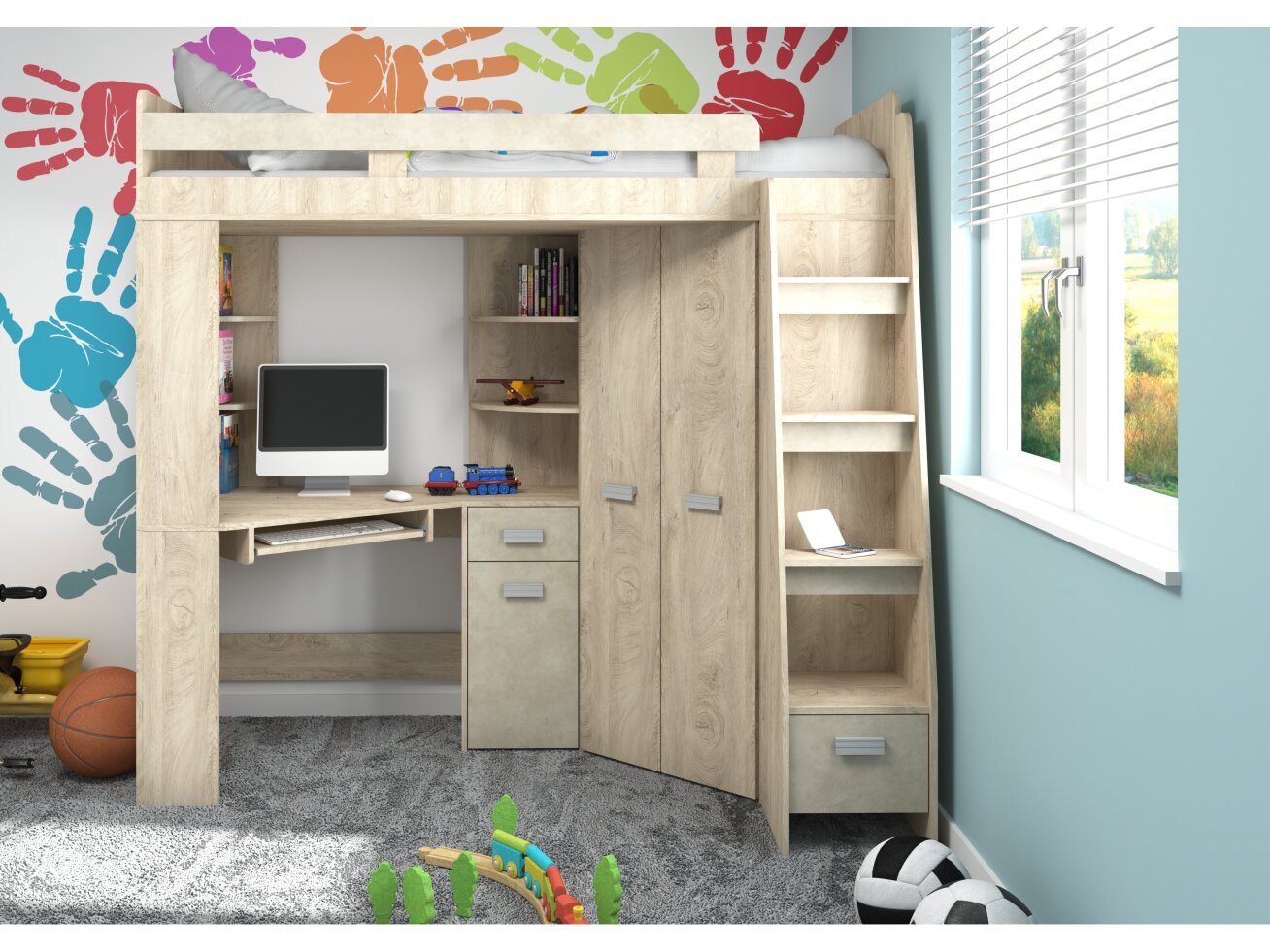 Lova su spinta ir rašomuoju stalu ANTRESOLA 12