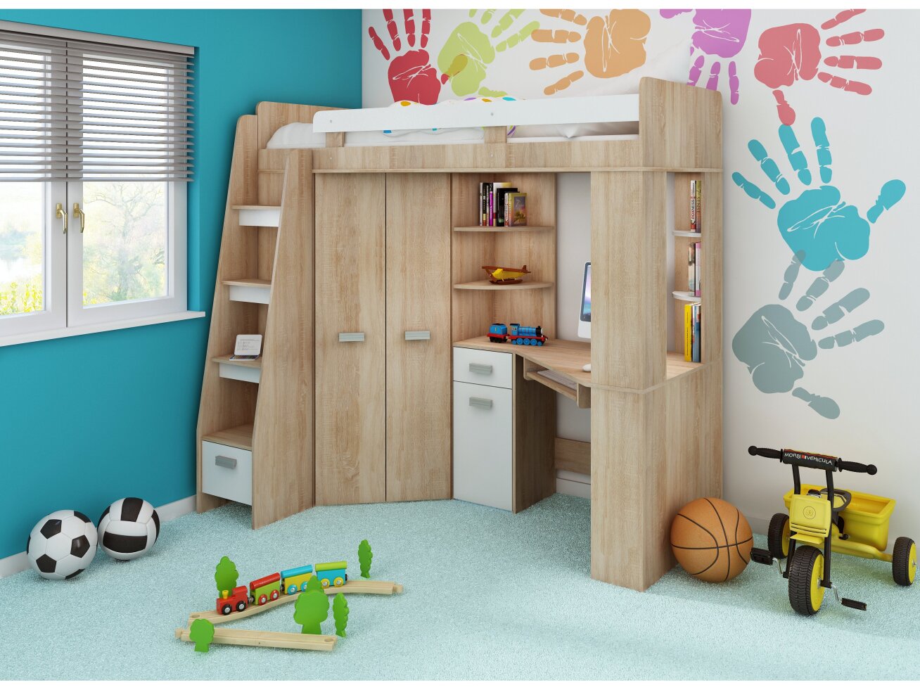 Lova su spinta ir rašomuoju stalu ANTRESOLA 5