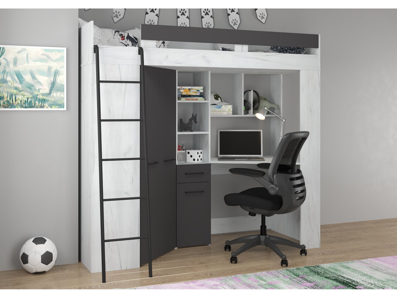 Lova su spinta ir rašomuoju stalu FLOOR 9