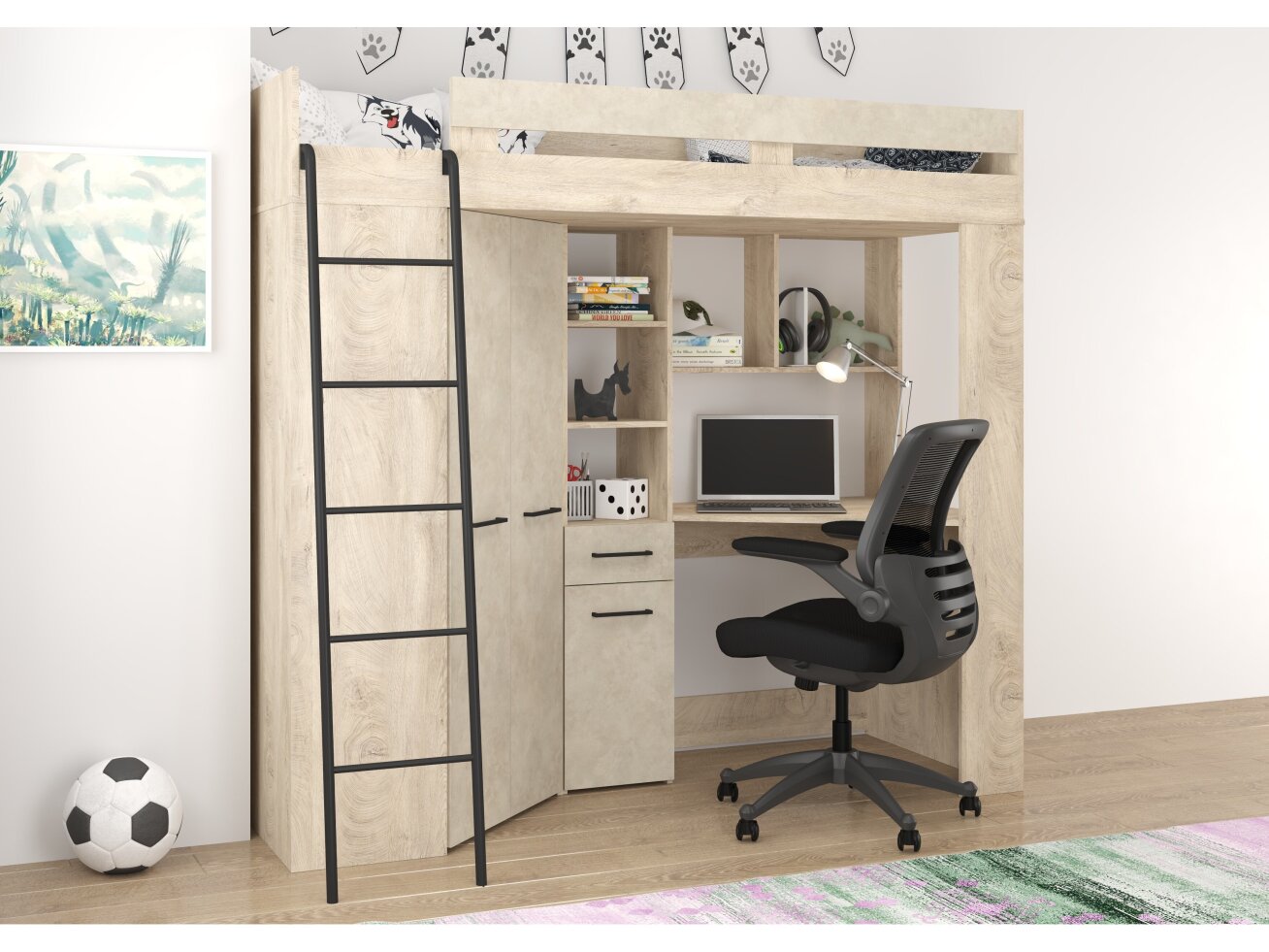 Lova su spinta ir rašomuoju stalu FLOOR 11 Lova su spinta ir rašomuoju stalu FLOOR 11