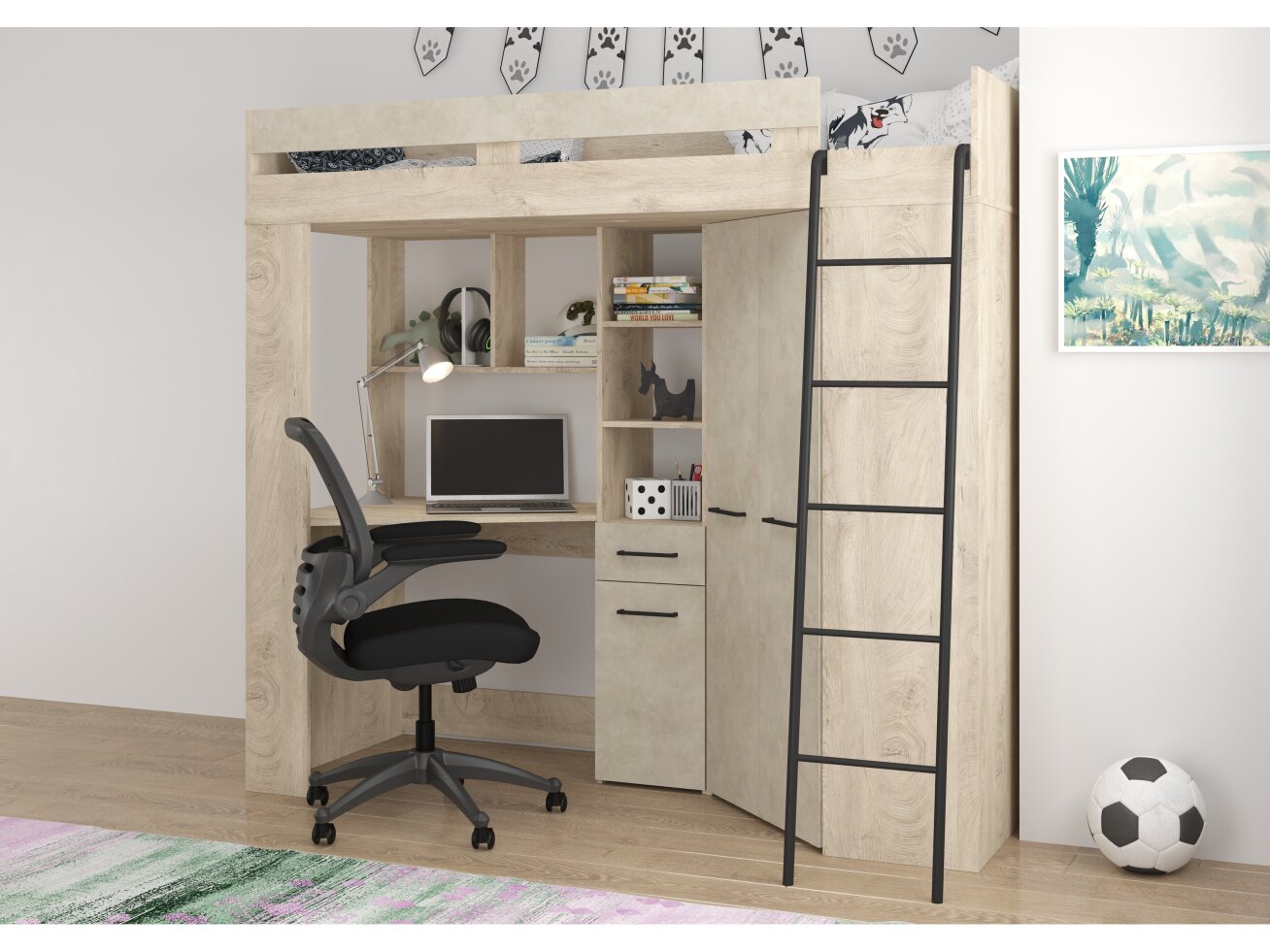 Lova su spinta ir rašomuoju stalu FLOOR 12 Lova su spinta ir rašomuoju stalu FLOOR 12