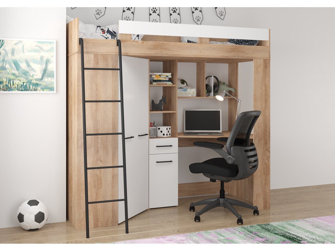 Lova su spinta ir rašomuoju stalu FLOOR 7