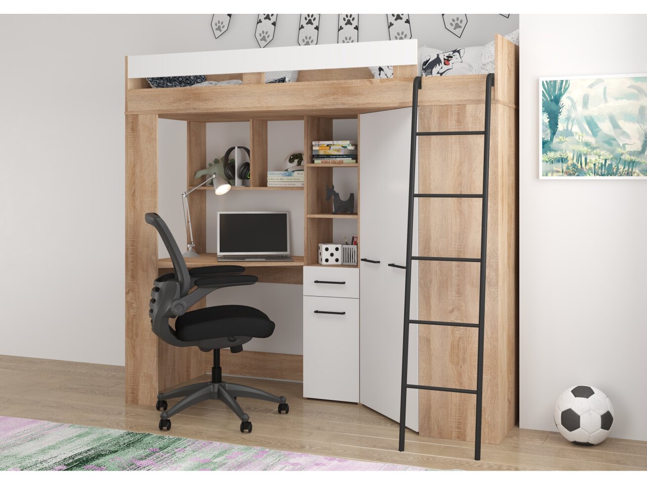 Lova su spinta ir rašomuoju stalu FLOOR 8