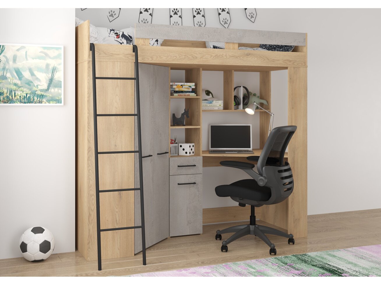 Lova su spinta ir rašomuoju stalu FLOOR 15