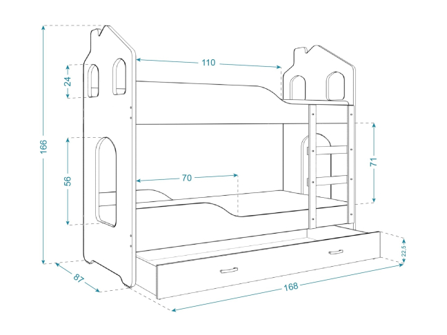 Dviaukštė vaikiška lova DOMINIK DOMEK 5
