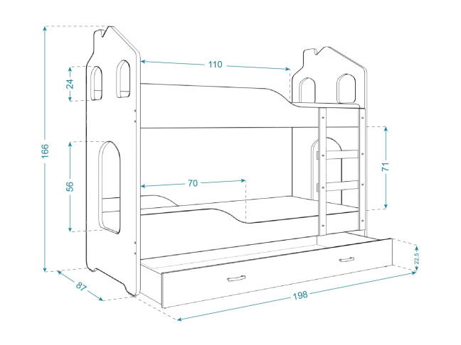 Dviaukštė vaikiška lova DOMINIK DOMEK 6