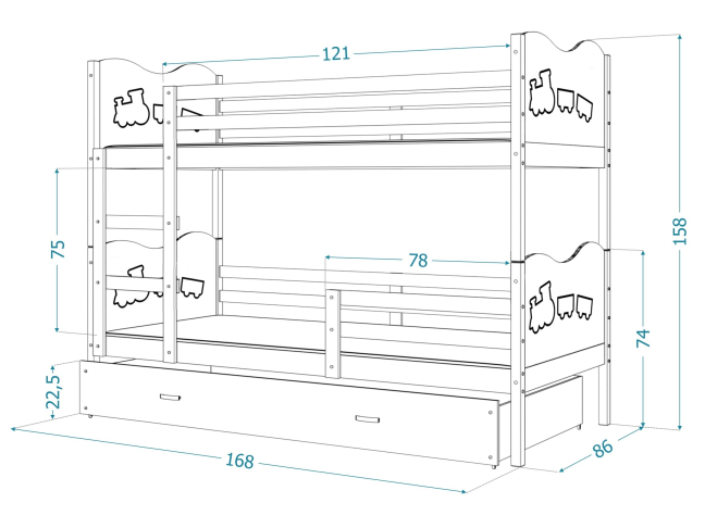 Dviaukštė vaikiška lova MAX 9