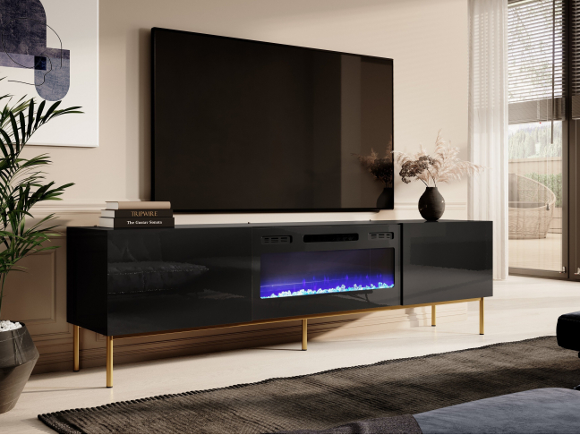 TV staliukas SLIDE 200 K su elektriniu židiniu + S 6 TV staliukas SLIDE 200 K su elektriniu židiniu + S 6