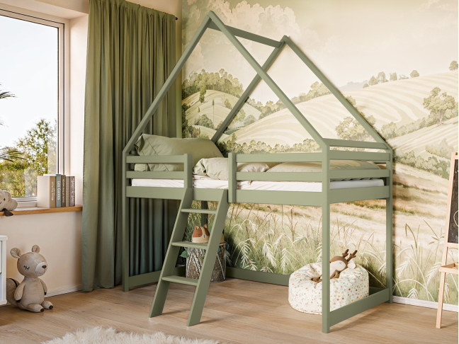 Antresolė lova namelis MOON 80x180 7 Antresolė lova namelis MOON 80x180 7