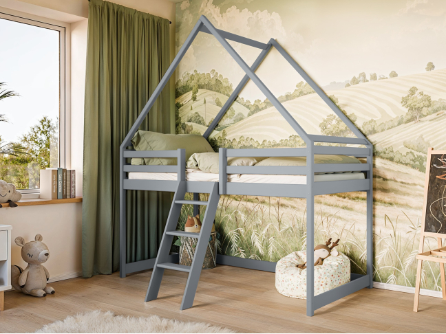 Antresolė lova namelis MOON 90x200 5 Antresolė lova namelis MOON 90x200 5