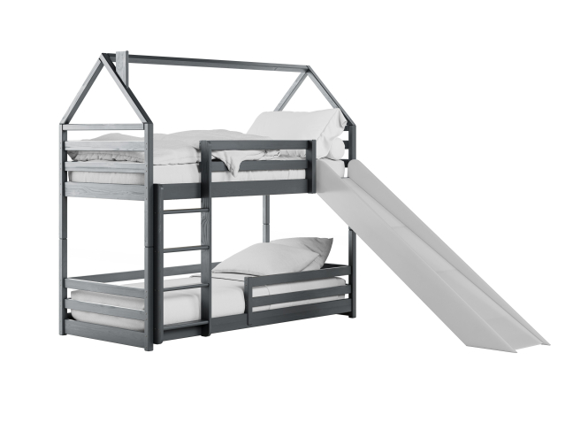 Dviaukštė vaikiška lova su čiuožykla PLAY 80x180 6