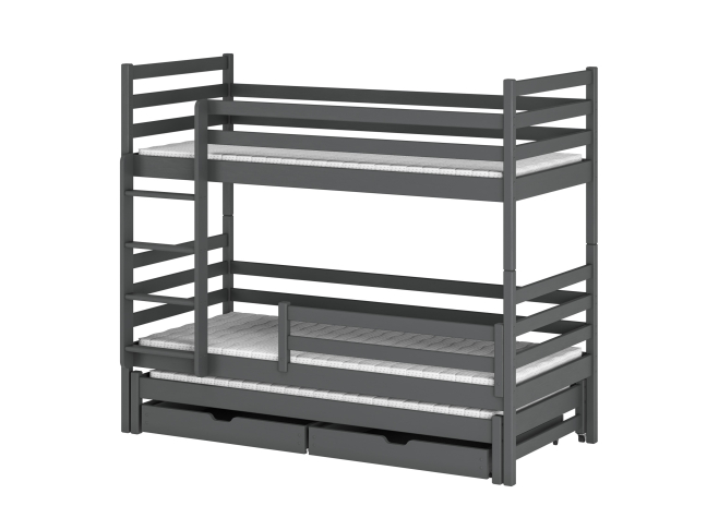 Trivietė vaikiška lova su stalčiais LUK 90x200 10 Trivietė vaikiška lova su stalčiais LUK 90x200 10