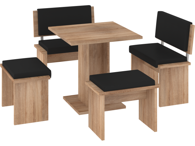 Valgomojo komplektas BOND mažas eko juoda 2 Valgomojo komplektas BOND mažas eko juoda 2