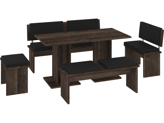 Valgomojo komplektas BOND didelis eko juoda 3 Valgomojo komplektas BOND didelis eko juoda 3